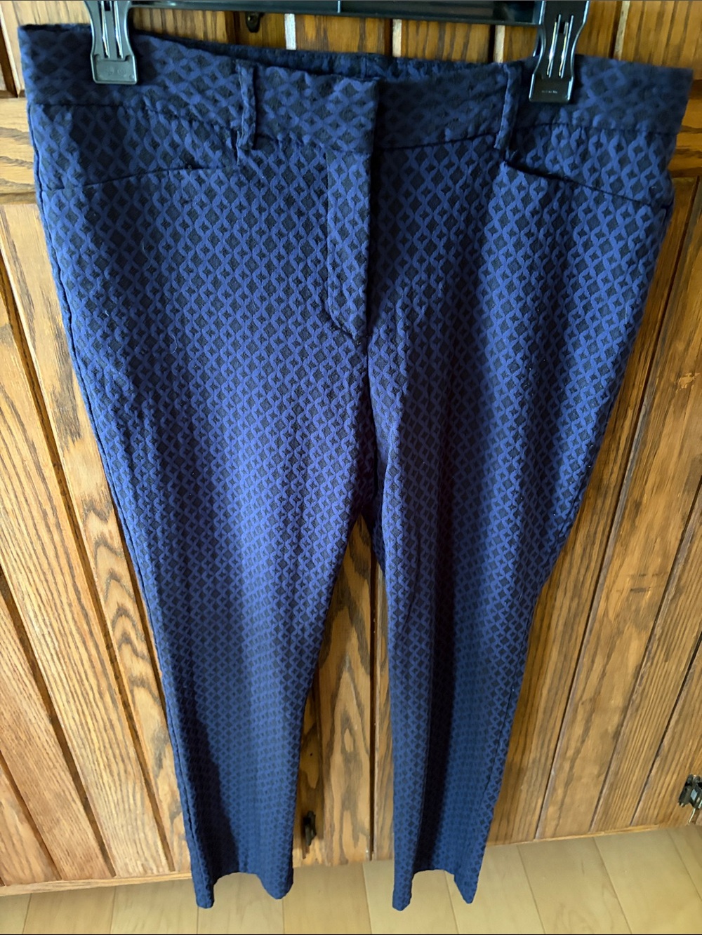 Mario Serrani Navy Geometric Slim Trousers. Size 12